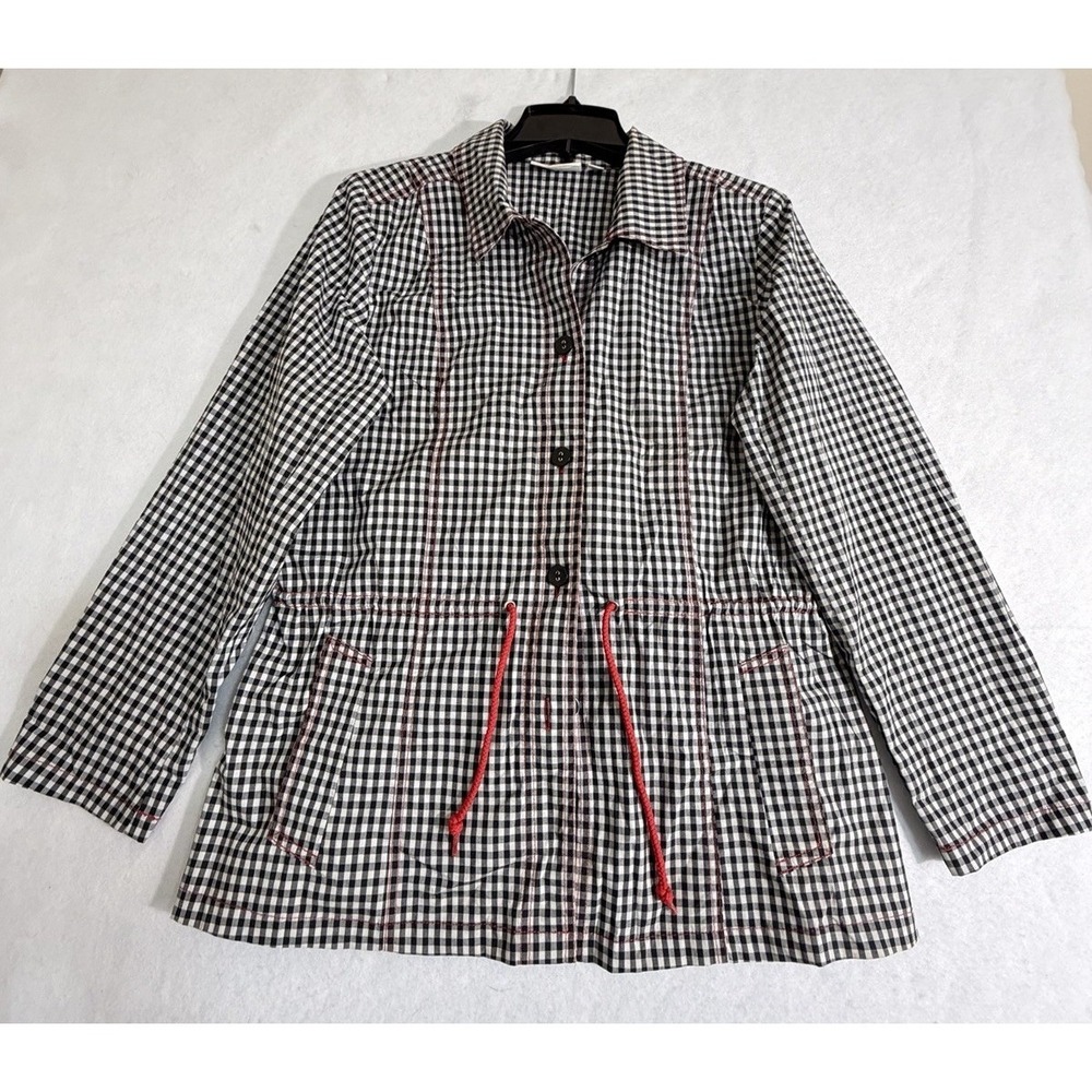 Women's Black/White Check Lightweight Shirt Gingham Red Detail Size Small